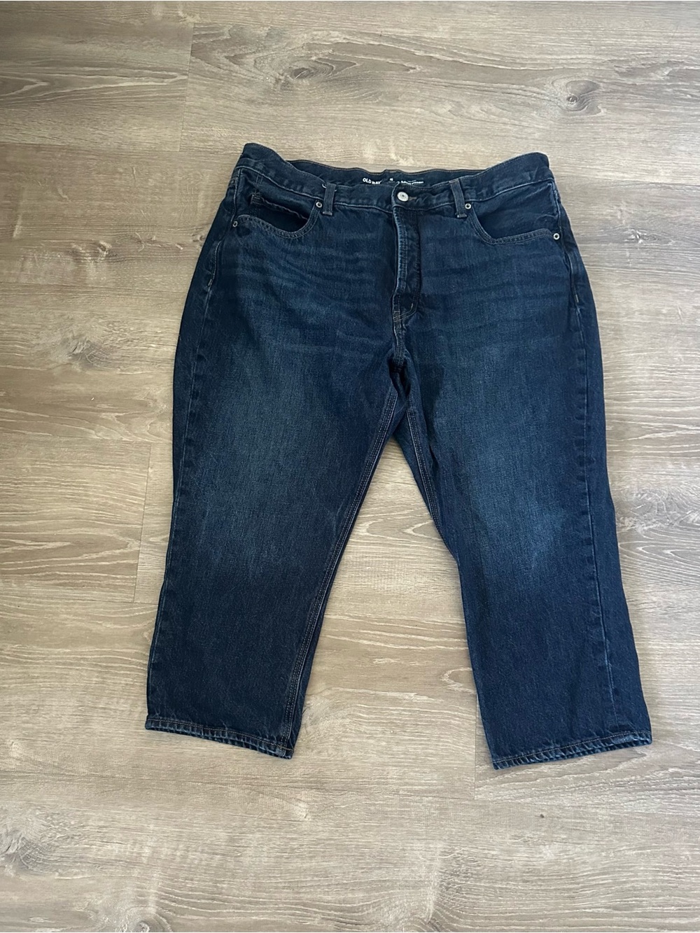 Old Navy Slouchy Straight Jeans Dark Wash Blue Denim Womens Size 16 Button Fly